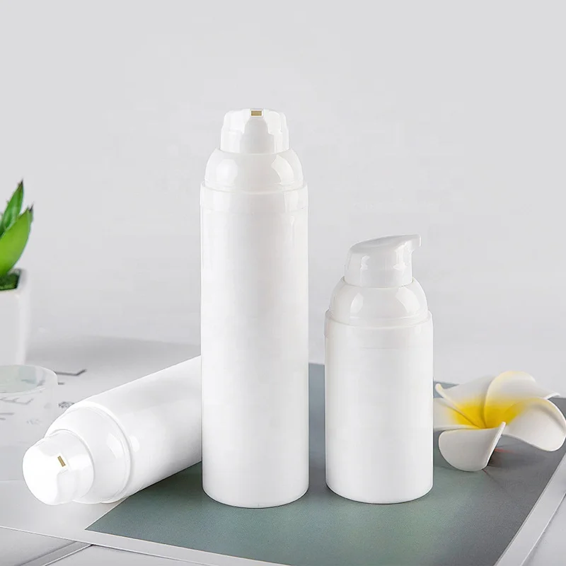 30ml 50ml 75ml White PP Plastic Airless Pump Bottle With Snap Lotion Pump Empty Cosmetic Container