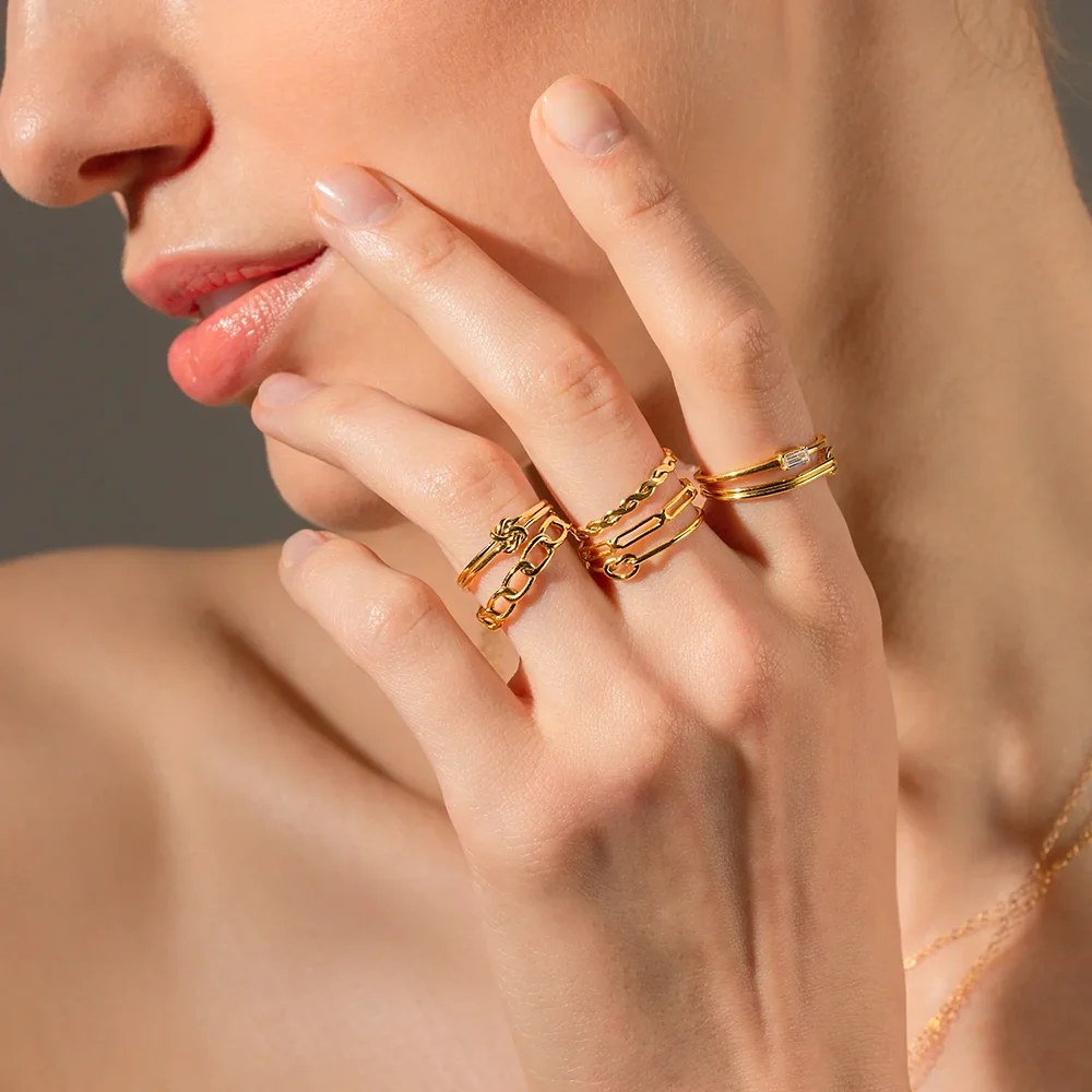 Best Price 925 Sterling Silver 18k Gold Plated Jewelry Hollow Ring For Women