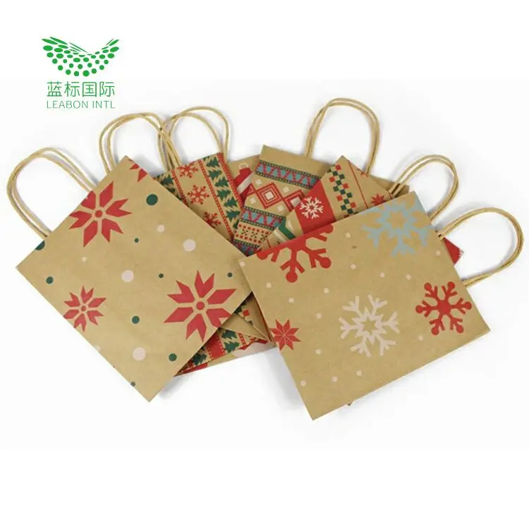 Manufacturers cheap custom high quality brown kraft paper bags christmas shopping paper gift bag