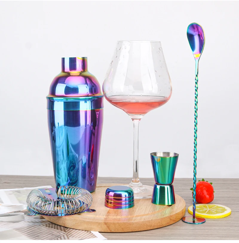 Top Seller Various Colors Styles Double Wall Recipe Shakers Cocktail Maker Bar Tools Set Stainless Steel Barwar