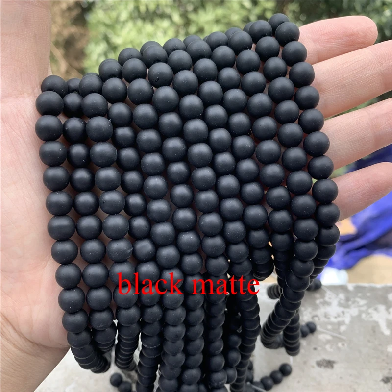
50pcs/strand 8mm round glass beads black matte beads for jewelry making jewelry diy accessories 