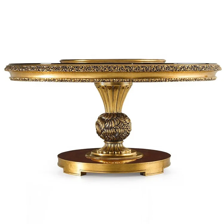 Luxury European style handmade solid wood dining table rectangular restaurant tables royal wooden table