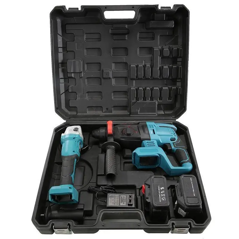 Portable 2-in-1 Cordless Impact Wrench and Angle Grinder Combo Kit Hammer Drill Power Tool Set