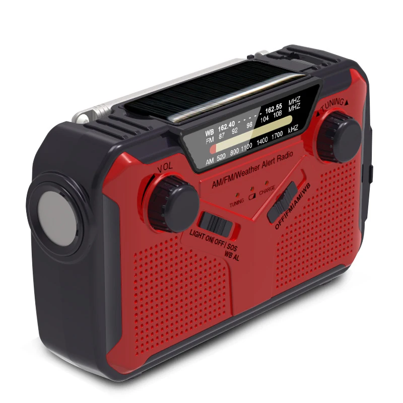 Amazon Hot SOS Hand Crank Radio Portable Emergency LED Flashlight Solar Radio With LED Reading Lamp