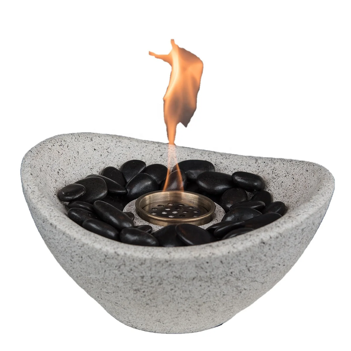 Portable Tabletop Fire Pit Concrete Indoor Bio Ethanole Fireplace Round Tabletop Fire Pit Bowl for Indoor Outdoor