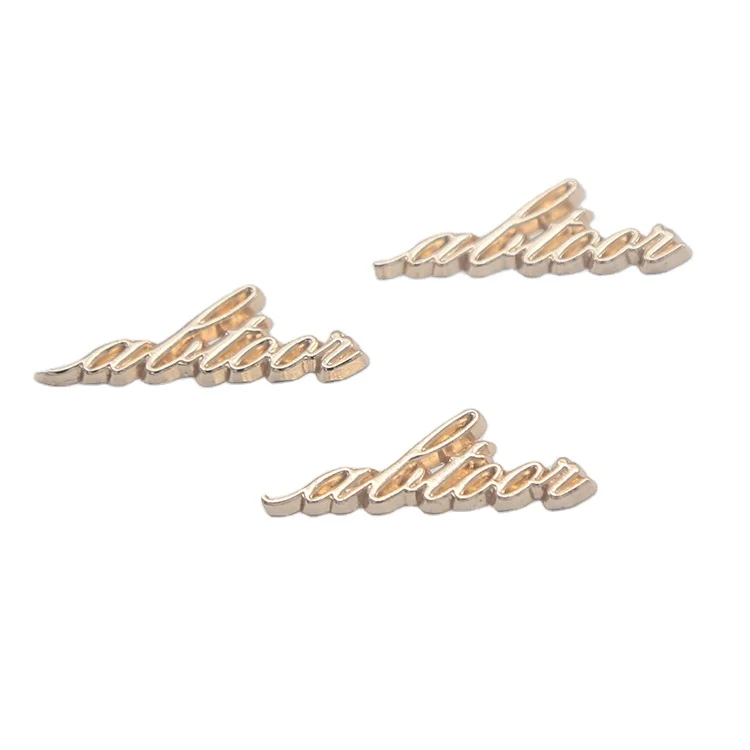 Custom Brand Label Gold plated Zinc Alloy Logo Metal Plate Label Name Tags clothing tag custom