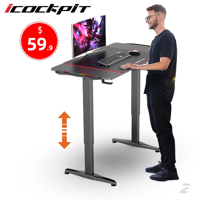 icockpit New Design Smart Modern Home Office Work Lifting Desk Executive Height Adjustable Table Electric Standing Computer Desk