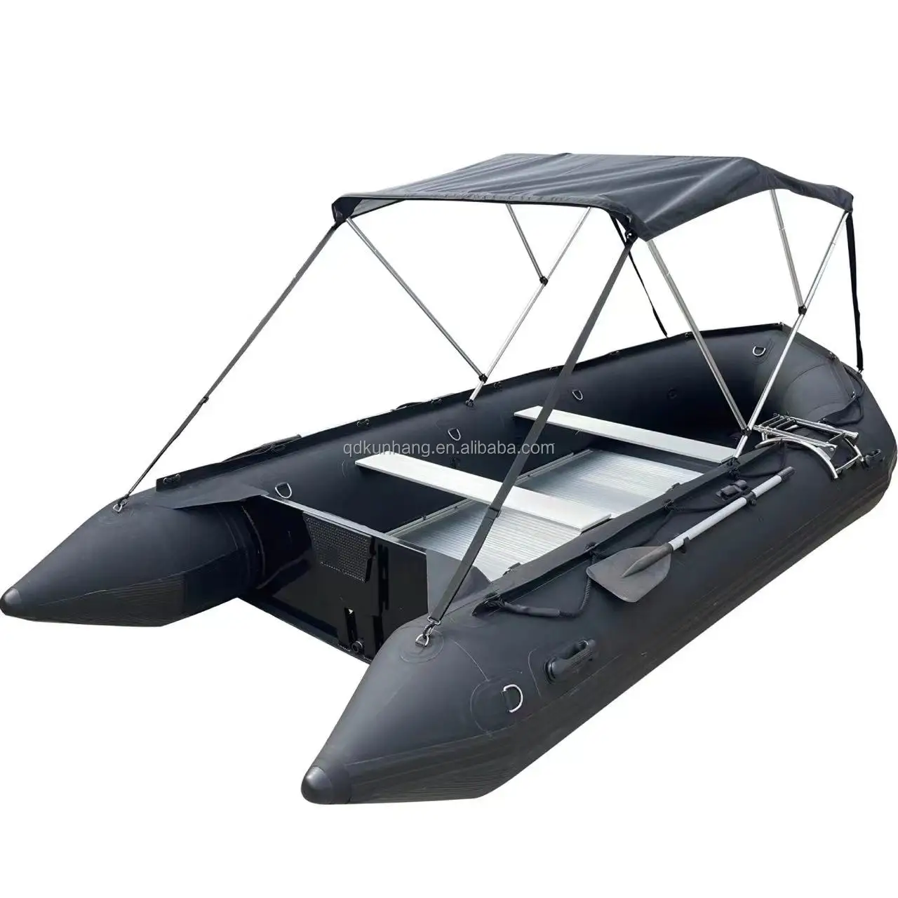 14 ft Aluminium transom folding rowing boat with bimini top aluminium floor PVC inflatable boat for sale