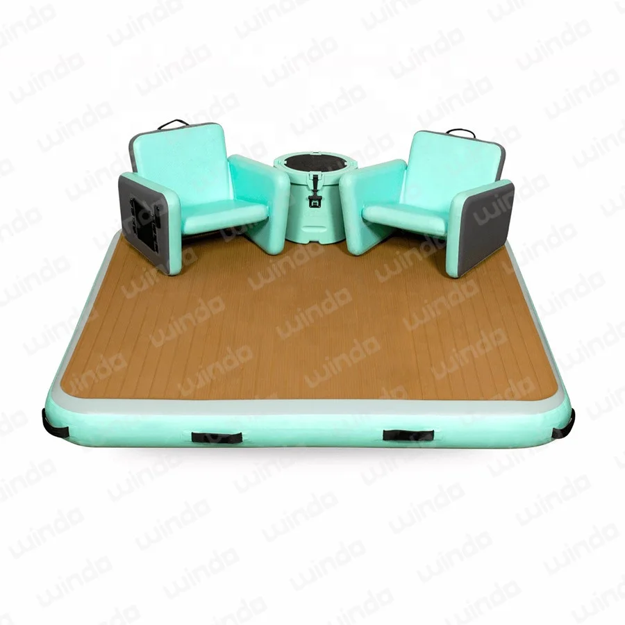 Water Leisure Time Inflatable Swimming Yacht Island Drop Stitch Floating Yoga Dock With Seat