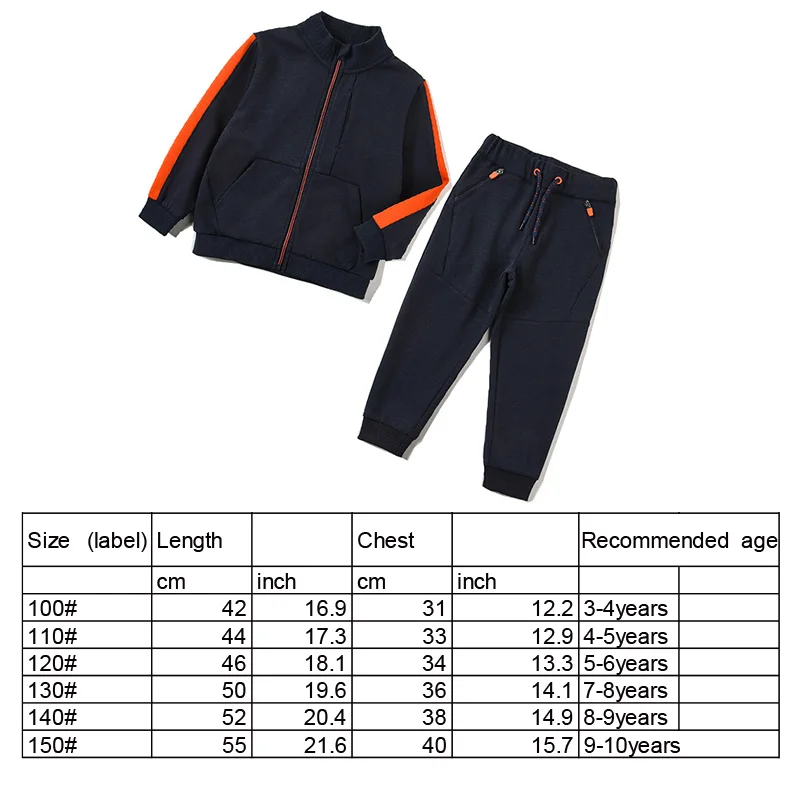 Wholesale Kids Boy Long Sleeve Coats  With Zipper Drawstring Jogger Pants with Pockets Sportswear Sets