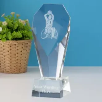 Noble Wholesale Cheap Exalted Sapphire Custom Personalized Bespoke Logo Business Gift Basketball Crystal Glass Trophy Award