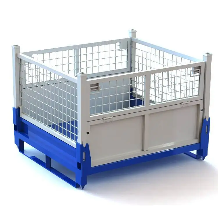 High quality wholesale folding heavy duty steel wire mesh stackable metal pallet cage for sale