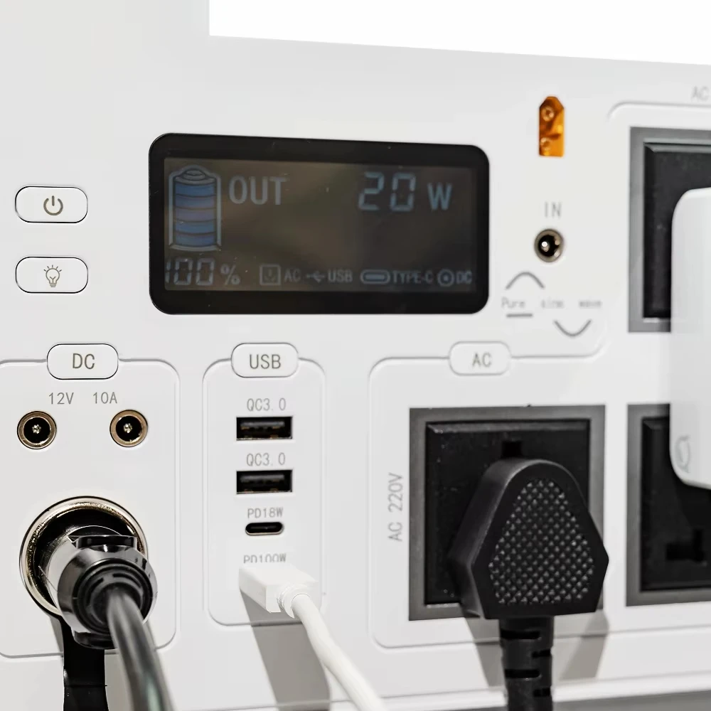 Portable Power Station 2200w Ups 1600w Fast Recharging Lithium Battery Support 650w Solar Panels Input