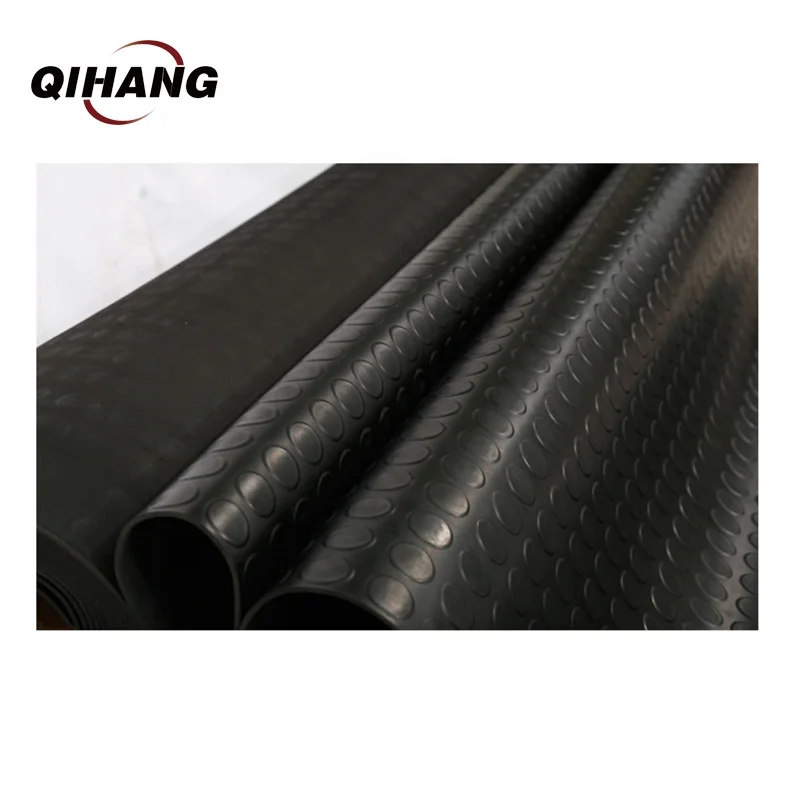 Black Indoor Outdoor Round Button Non-slip Mat Vinyl Garage Rubber Flooring Mat Roll