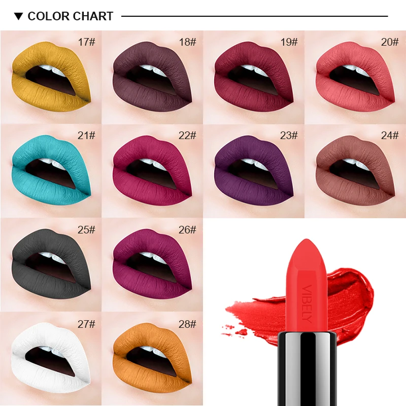 29 Colors Matte Lipstick Waterproof Velvet Lipsticks Wholesale Private Label Vegan Lip Custom Logo