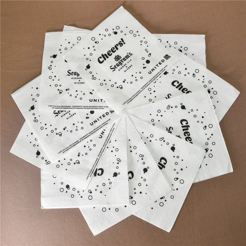 Custom Logo Disposable Virgin Pulp 2 Ply 1/4 Fold Bar Napkin Paper Napkin Tissue Printed