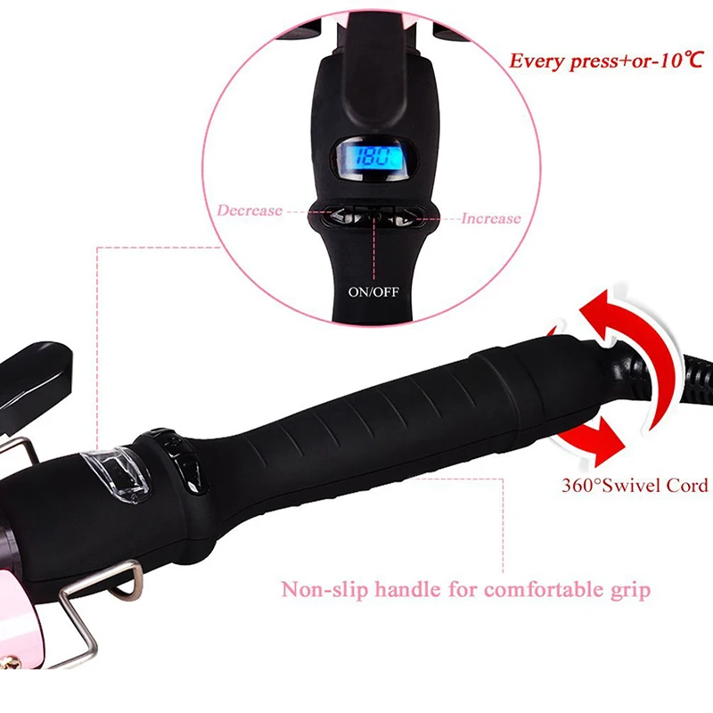 Best 20-32mm Professional Magic Hair Curler PTC Heater and LCD Temperature Display Curling Iron Three Barrel Deep Waver