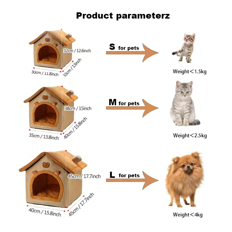 Wholesale Detachable Removable Warm Cartoon Pet Nest Enclosed Tent Cat Dog Cave Bed