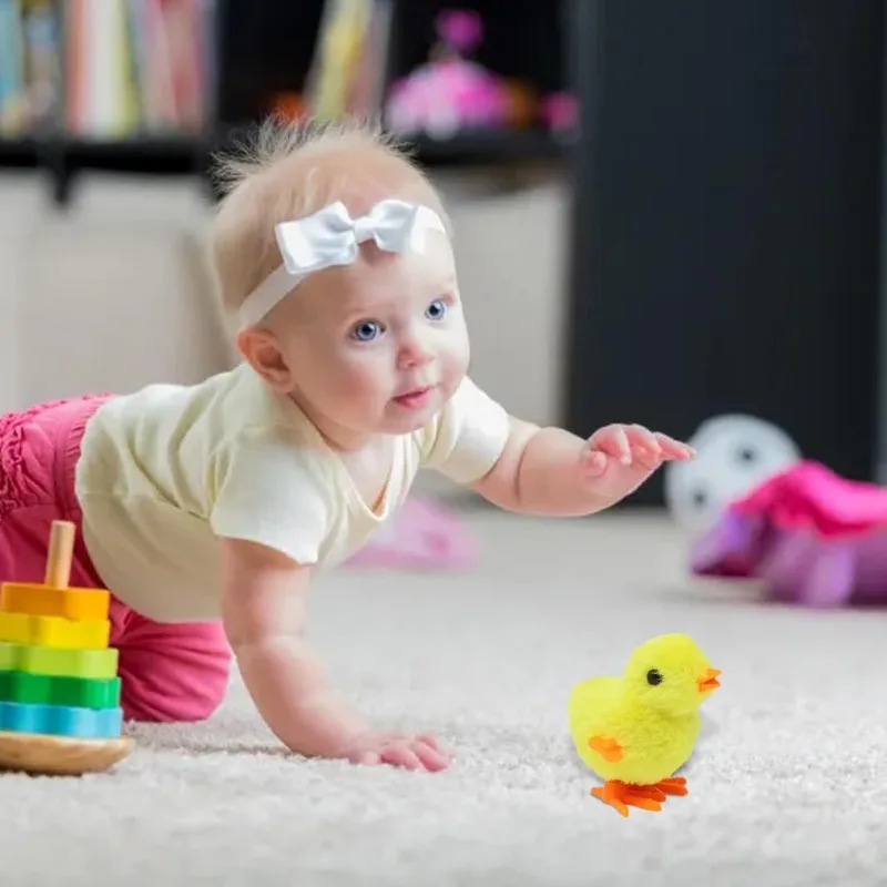 EPT $1 Dollar promotion Toddlers Easter Wind Up Bunny Jumping Chick Novelty Chicken Hopping Wind up Kids Toy For Party Favor