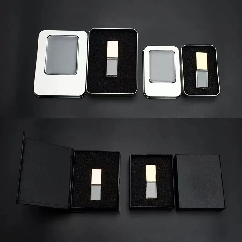 Rose Gold Crystal USB Pendrives 3.0 Flash Stick16GB 32G 64gb 128gb  Pen drive Customized Logo Crystal USB Flash Drives With Box