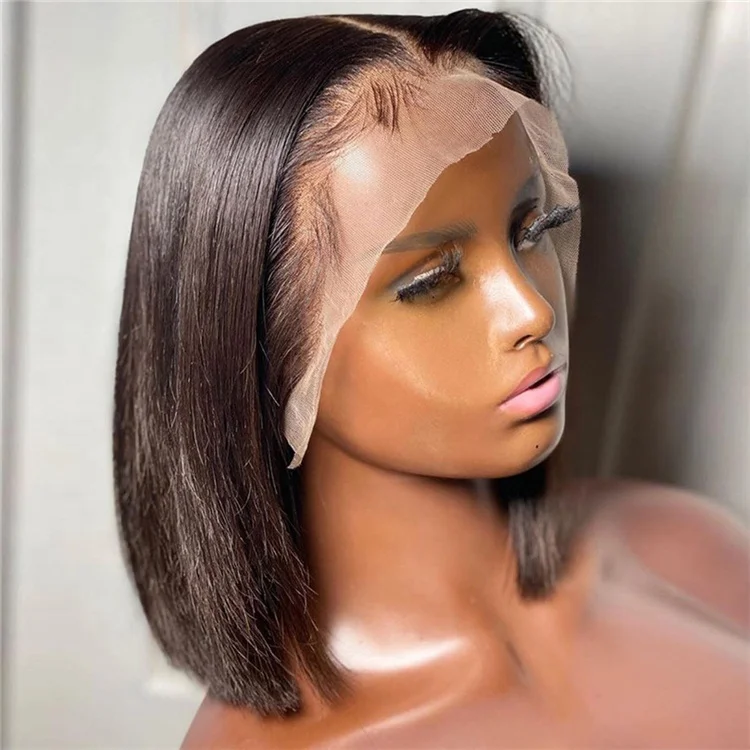 
Необработанный 13х4 парик с фронтальным кружевом из норки, 100% человеческие волосы, оптовая продажа, короткий Боб, поставщик, прямые бразильские необработанные волосы с кутикулой, выровненные кружева спереди 