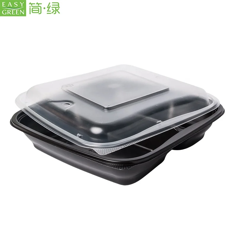 Top Selling 32oz Disposable Plastic Meal Prep Containers 3 Compartment  with Lids Reusable Food Storage Container