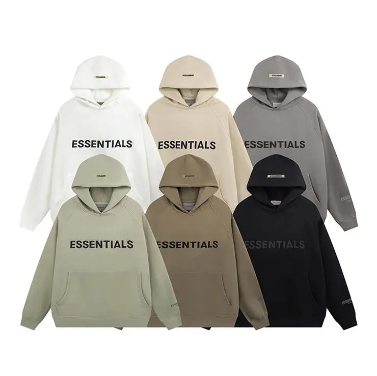 wholesale spring fashion essentials hoodies loose korean style fitted 100% cotton hoody sweatshirt no drawstring for men unisex
