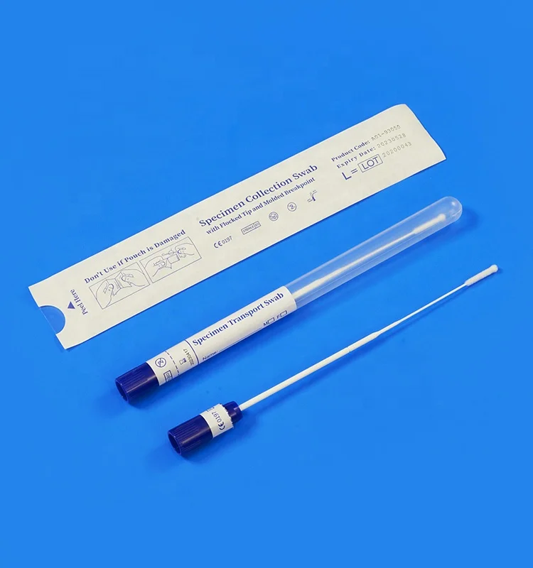 Individually wrapped hospital lab use nasopharyngnx nasal nasopharyngeal flocked swab sampler