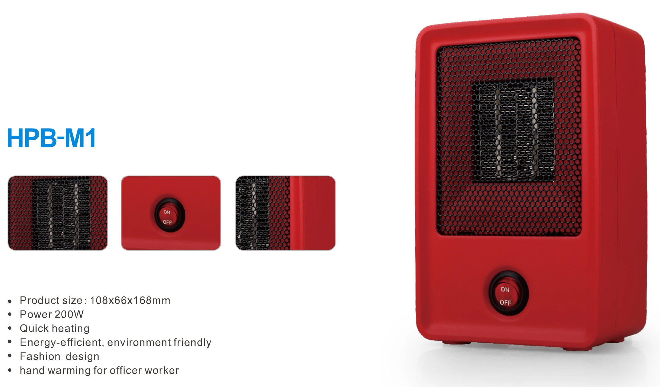 200W Energy Saving Electric Hand Heater Personal PTC Ceramic Mini Fan Heater For Office