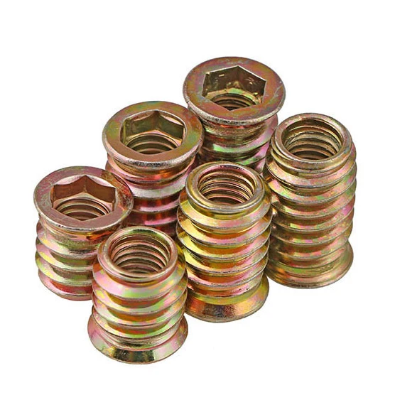 Wholesale  wood insert nut furniture M6M8M10M internal and external teeth hex socket threaded inserts for wood insert nut