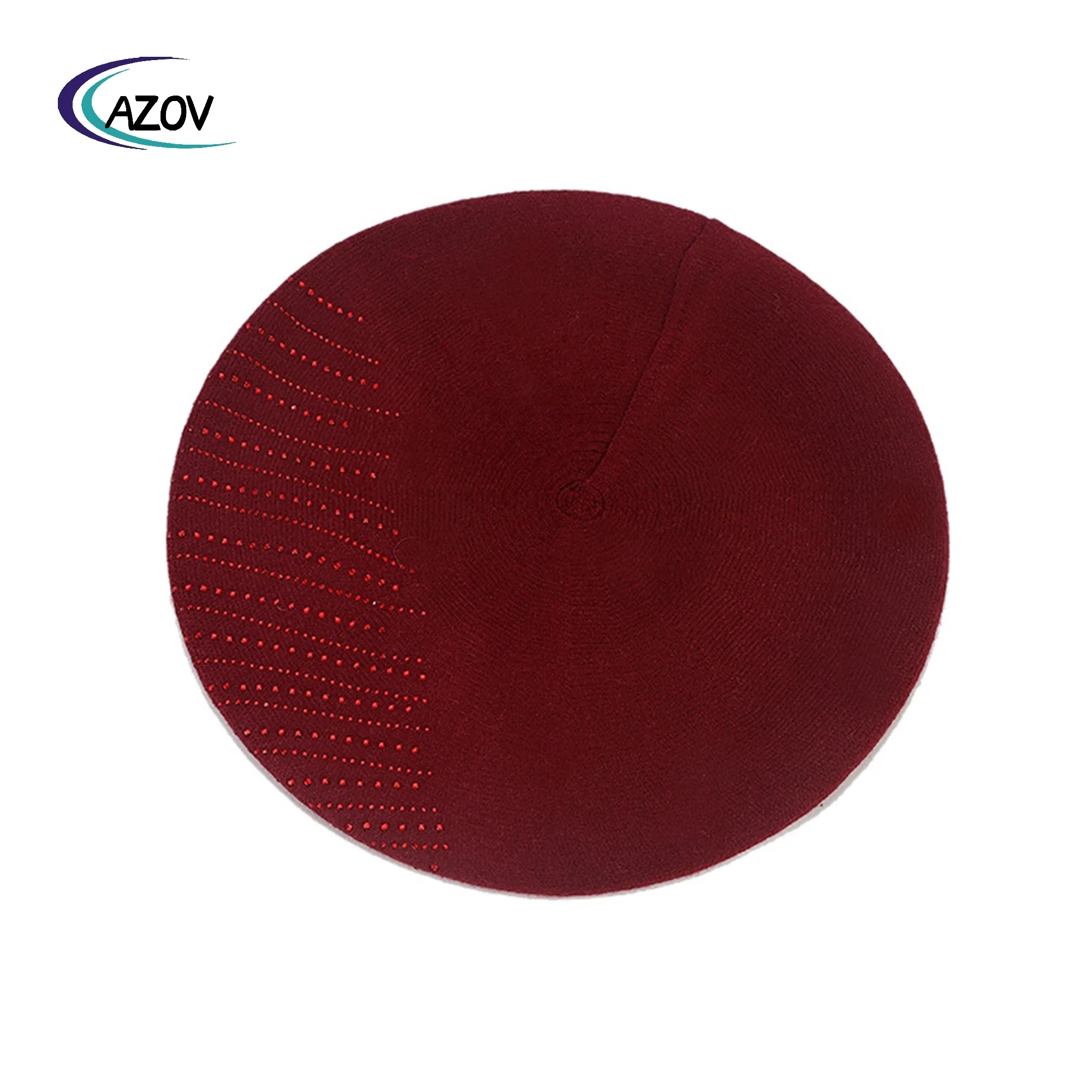 Ladies Fashion Retro Knitted Beret Winter All-Match Hot Drilling Painter Cap Warm Wool Beret
