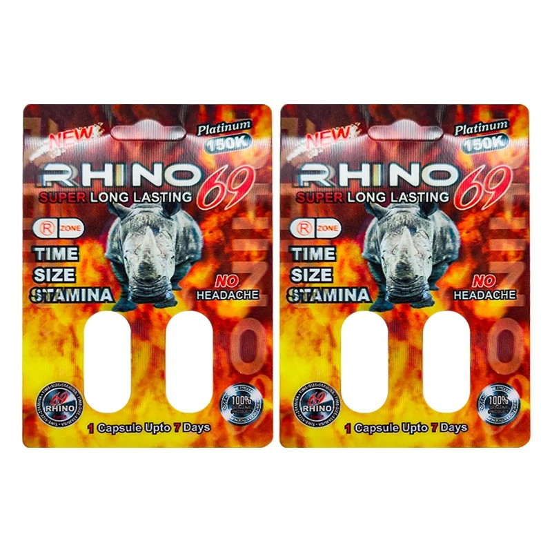 Custom Packages Male Enhancement Pills 3D Card Display Boxes Rhino 8 500K Blister Card Capsules Pill Packaging For Rhino 69