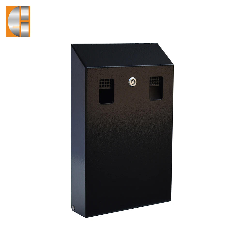 Outdoor Black Metal Wall Mounted Smoking Lockable Ashtray