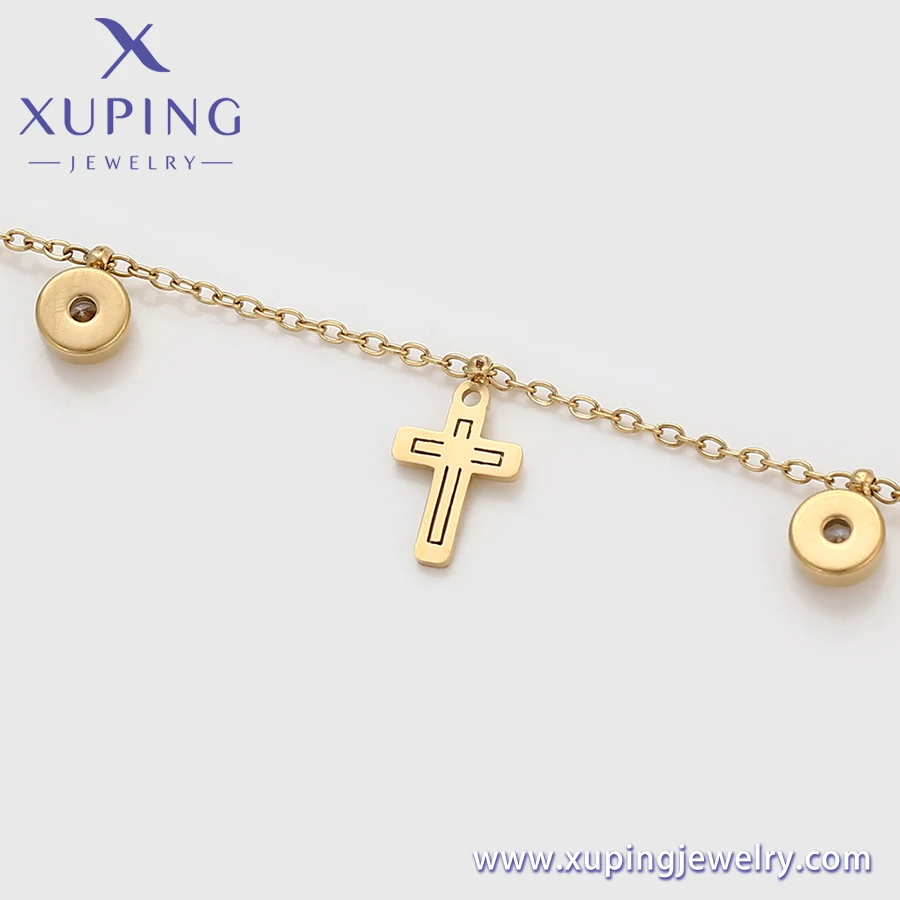 T000756767 XUPING ювелирные изделия 14K золотистого цвета Элегантные Очаровательные из нержавеющей стали Крест женские браслеты