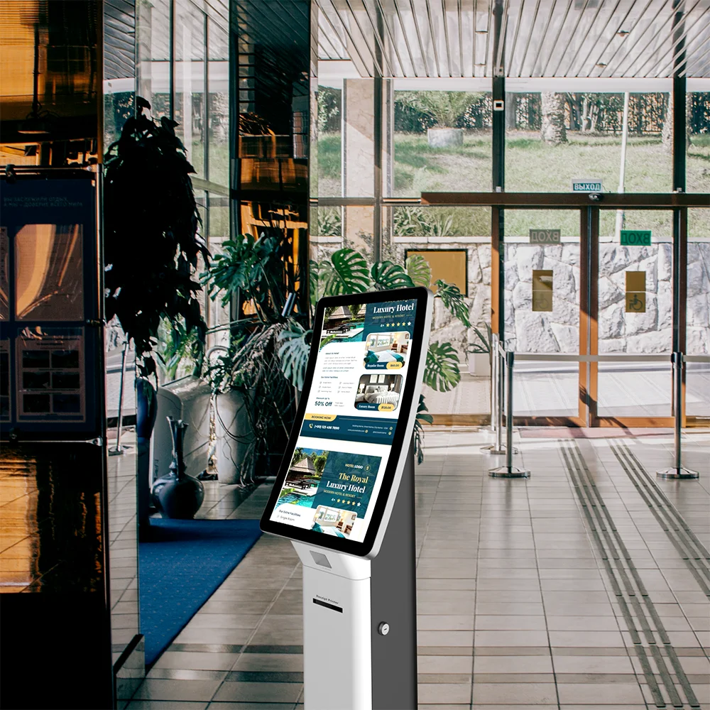 23.6 inch curved screen thermal printer Android Win7-10 Linux optional self payment kiosk for canteen laundromat bank hospital