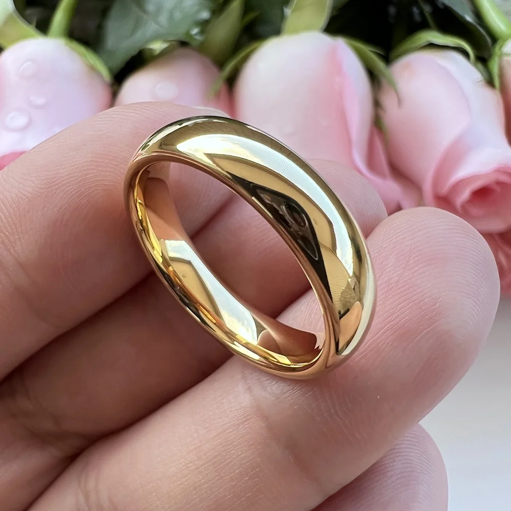 Coolstyle Jewelry Wholesale Dropshipping 5mm Gold Plated Fashion Engagement Wedding Band Tungsten Carbide Ring for Women Men