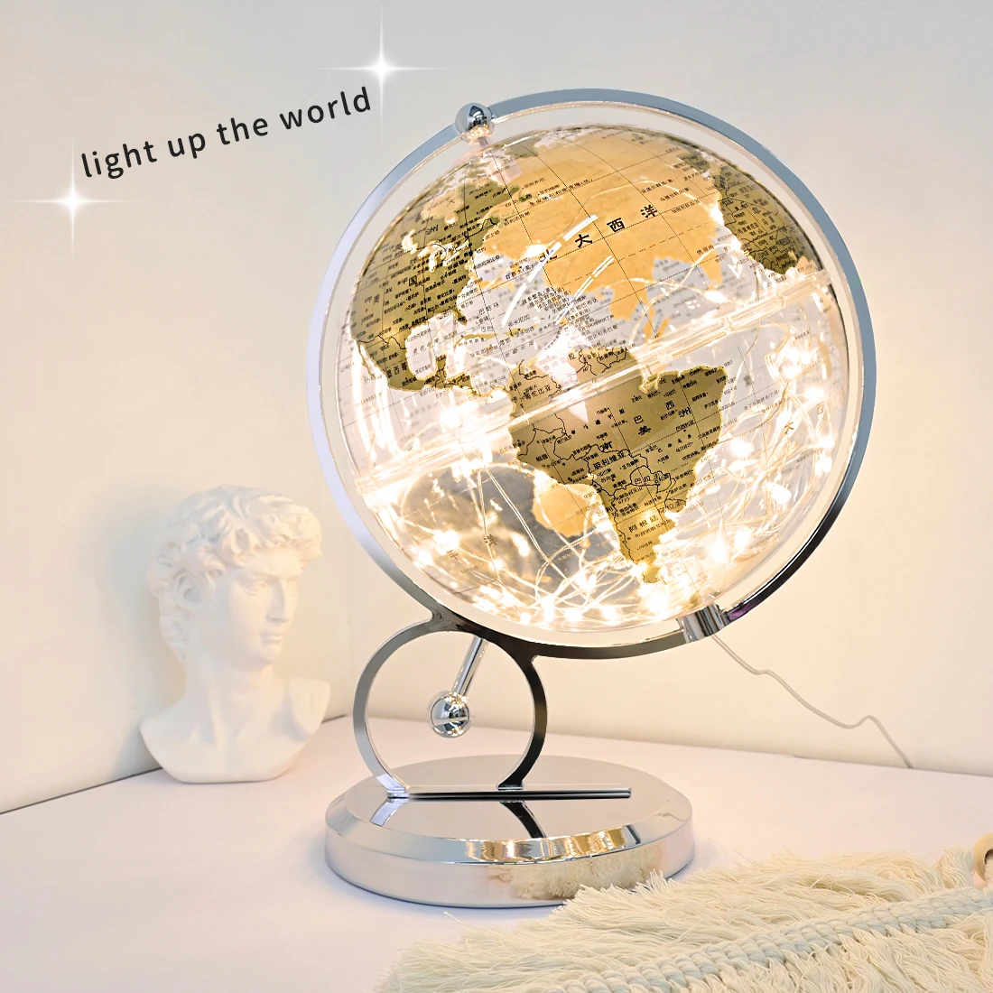 20 см прозрачный Глобус домашний Декор светодиодный свет детский подарок винтажный мини-стол настольный мир