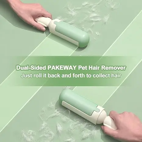 PAKEWAY 2 Pack Pet Hair Remover Roller,Reusable Dog & Cat Fur Remover with Comfy Non-Slip Handle, Portable Pet Hair Removal