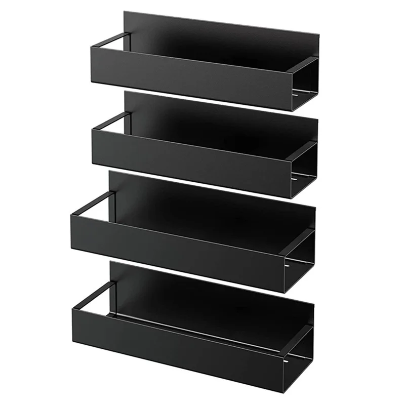 Custom Kitchen Magnetic Fridge Storage Shelf Moveable Wall Mounted Metal Holder For Kitchen Spice Jars Magnetic Fridge Rack