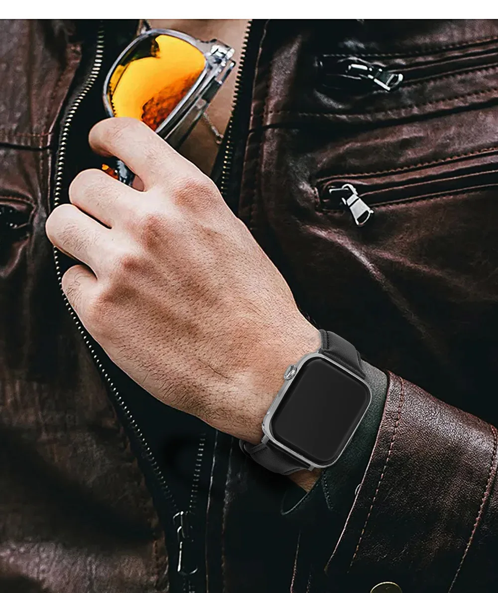 Genuine Calf Leather Watch Band Factory Direct Sales High Quality Strap Replacement Italy For Smart Watch 38 40 41 42 44 45mm