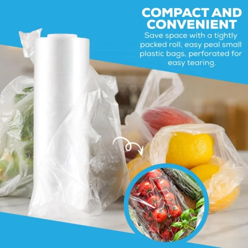 Polythene Bags on a Roll Fruit Vegetable Clear Plastic Butchers Counter Bags