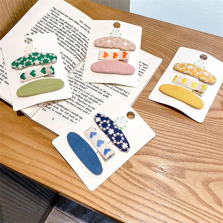 Amazon Hot Selling Summer Embroidery Knitting For Children Girls Baby Women Cute Flower Hair Clip