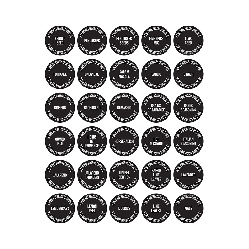 Preprinted Chalkboard Mason Container Bottle Spice Organization Storage spice jar sticker