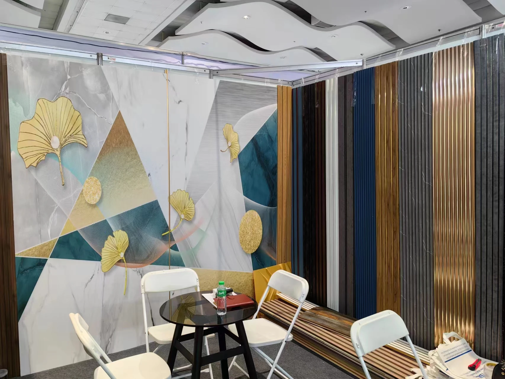 Hot Sale Interior Decorative Polystyrene Plastic Material Slat Wood Panels /PS Fluted Wall Panels