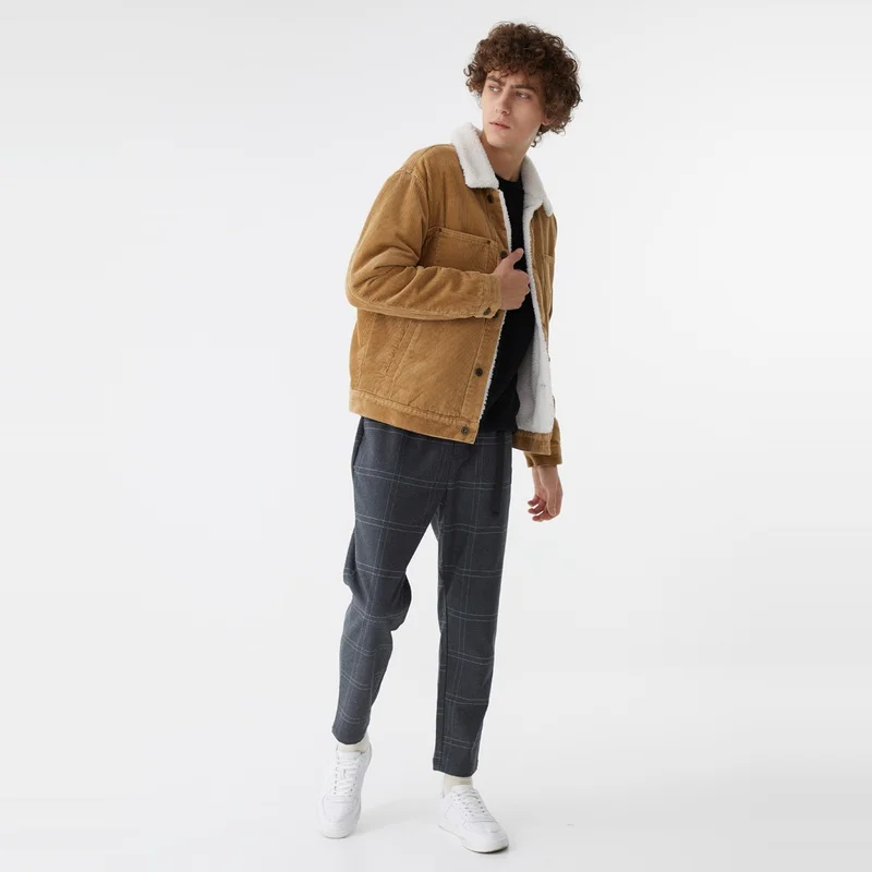 High Quality OEM Clothing Manufacturers Mens Warm Winter Jacket Corduroy Sherpa Trucker Jacket