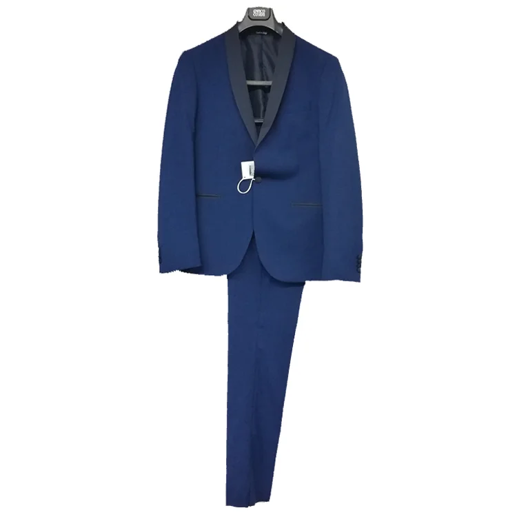 
2 Pc Formal Boys Italian High Fashion Men Slim Fit Tuxedos Brand Chemise Costume Tuxedo Suit High Quality Slim Fit Dark Blue 
