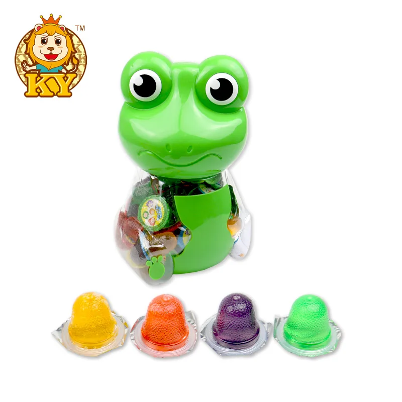 High Quality Cartoon Frog Shape Plastic Jar Packing Fruity Flavor Jelly Cup Sweet Candy