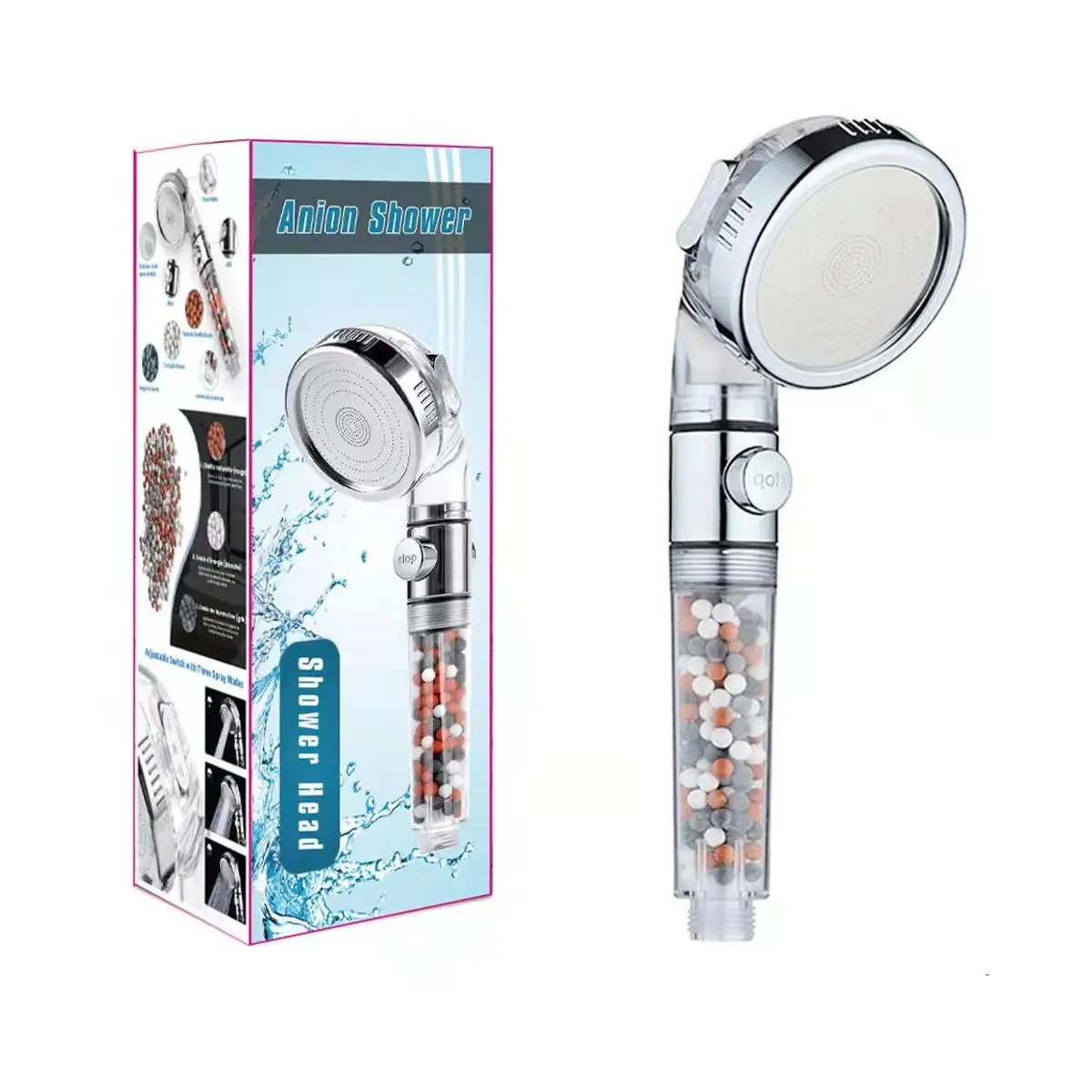 Hot Sale SPA High Pressure 3 Spraying Mineral Stone Filter Shower Head