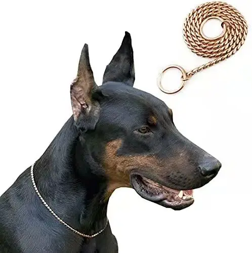 Wholesale pets accessories Gold Silver Black 3/4/5mm solid snake serpentine metal dog training choke chain collar