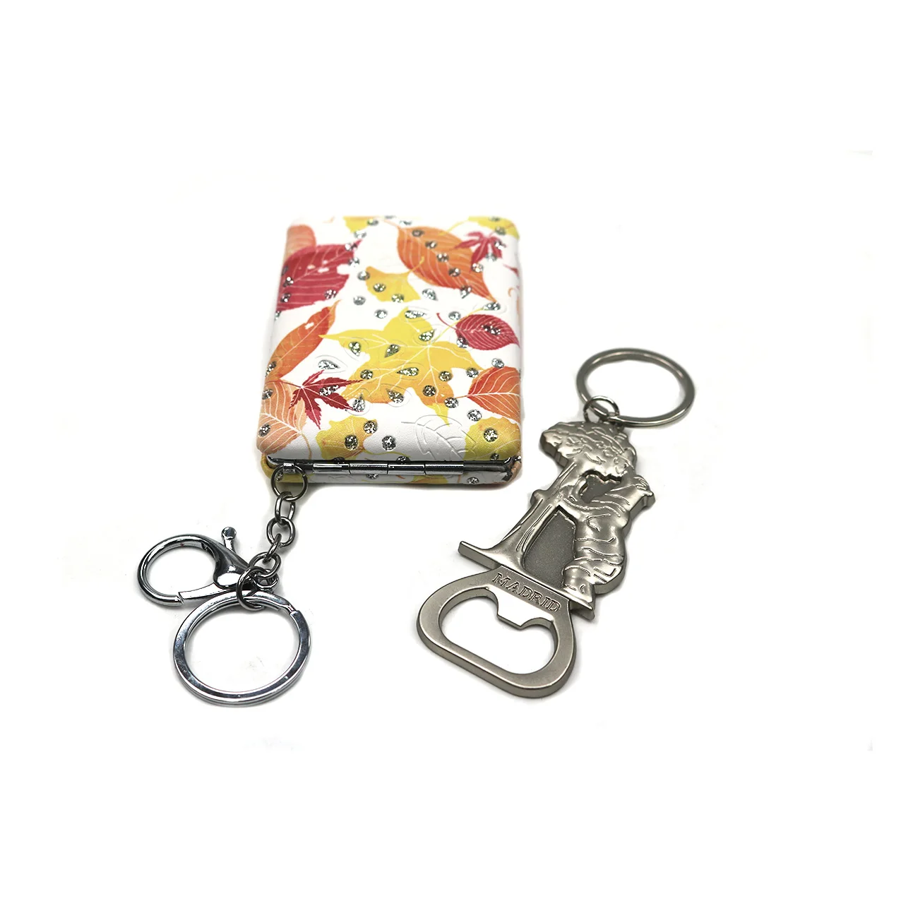 Custom Pocket Mirror Keychain Girl Led Makeup Cosmetic  Mini Portable Cute Rectangle Double Side  Folding Hand  Pocket Mirror